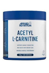 Applied Nutrition Acetyl L-Carnitine 150g container, supports energy and weight loss, halal-certified, vegan-friendly.