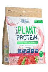 Applied Nutrition Critical Plant Protein powder bag with strawberry flavor, providing vegan protein and essential amino acids.