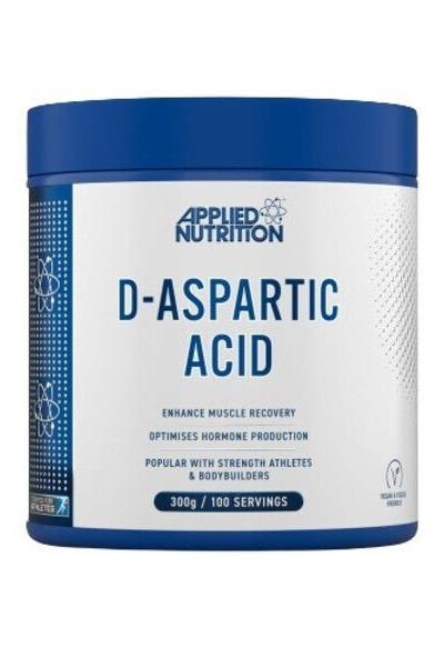 Applied Nutrition D-Aspartic Acid supplement canister, supports hormone production and muscle recovery, 300g.