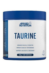 Applied Nutrition Taurine supplement for enhanced hydration and exercise performance, 200g, suitable for vegans and halal-certified.
