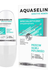 Aquaselin Women's Antiperspirant Roll-On with soothing formula against excessive sweating.