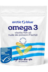 Arctic Blue Omega 3 fish oil capsules, high dose DHA and EPA, 60 capsules, MSC certified, no fishy aftertaste.