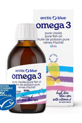 Arctic Blue Omega 3 fish oil for kids with DHA, EPA, and vitamin D, featuring MSC quality certification.