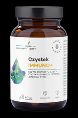 Aura Herbals Cistus Immuno+ supplement bottle with 600 mg extract for immune support and heart health - 60 capsules.
