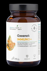 Aura Herbals Garlic Immuno+ supplement 700 mg with herbs for immune support and heart health, 60 vegan capsules.