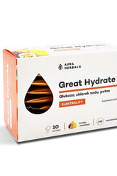 Aura Herbals Great Hydrate packaging, electrolyte supplement in practical sachets for hydration.