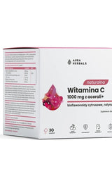 Aura Herbals Natural Vitamin C 1000 mg sachets box with information on benefits and ingredients.