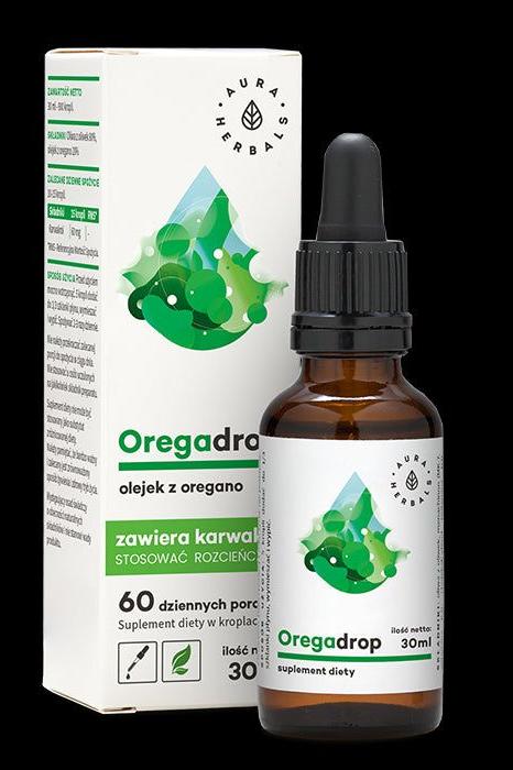 Aura Herbals Oregadrop 30 ml oregano oil with dropper for dietary supplement use