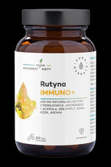Aura Herbals Rutin Immuno+ supplement bottle with 200 mg natural rutin and vegan ingredients for immune support.