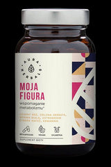 Aura Herbals Slimming Support capsules for metabolism, 100% natural ingredients, vegan formula in a stylish jar.