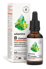 Aura Herbals Vitamin B Complex drops in a 30 ml bottle with packaging highlighting vegan B vitamins.