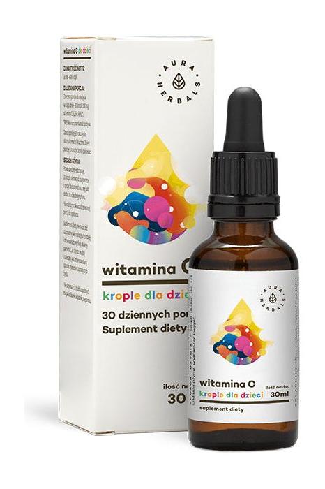 Aura Herbals Vitamin C drops for children, 100mg, 30ml, immune support and antioxidant protection. Aura Herbals Vitamin C drops for children, 100mg, 30ml, immune support and antioxidant protection.