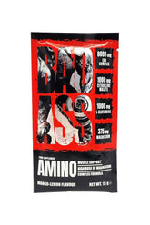Bad Ass Nutrition Amino Sample sachet in Mango Lemon flavor, 15g, features amino acids for muscle support and recovery.