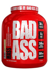 Bad Ass Nutrition Bad Ass Mass gainer, 3 kg, 30g protein, 8g BCAA, chocolate flavor, muscular growth supplement.