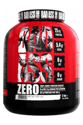 Bad Ass Nutrition Zero Protein Powder with 25g protein, 5.4g BCAA, 0g fat, and sugar-free in a 2kg container.