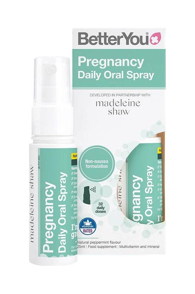BetterYou Pregnancy Oral Spray, natural peppermint flavor 25 ml, expert pill-free nutritional support for moms.