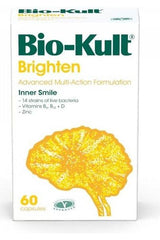 Bio-Kult Brighten product packaging featuring advanced multi-action formulation for inner smile benefits.