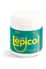 Bio-Kult High Fibre Lepicol Powder 180g jar for digestive health and daily fiber intake support.
