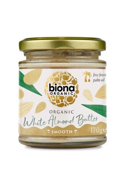 Biona Organic White Almond Butter Smooth 170g, vegan, no additives, rich in nutrients, made from organic almonds. Biona Organic White Almond Butter Smooth 170g, vegan, no additives, rich in nutrients, made from organic almonds.