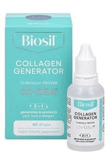 BioSil Collagen Generator supplement bottle and packaging for healthy hair and skin.