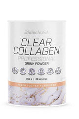 BioTech USA Clear Collagen Professional drink powder, 350g, peach ice tea flavor, healthy collagen supplement.