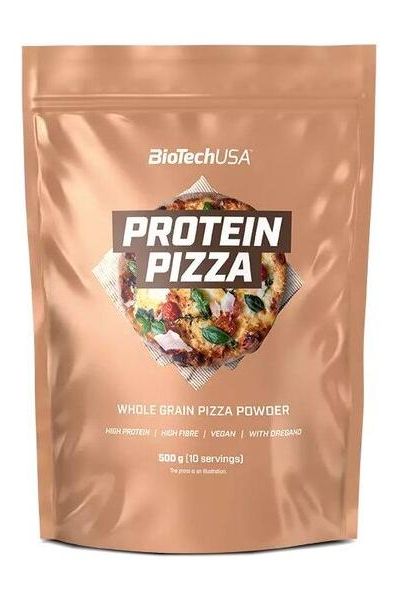 BioTech USA Protein Pizza Powder bag, a high-protein, whole grain blend for healthier pizza options.