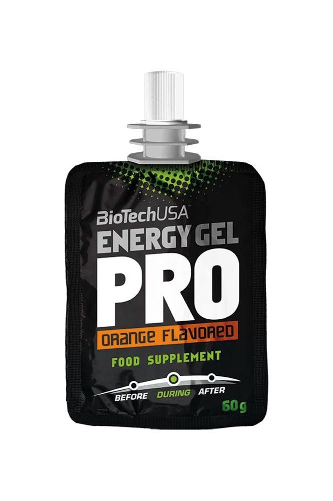 BioTechUSA Energy Gel PRO orange flavor, 60g food supplement for energy and endurance during exercise.