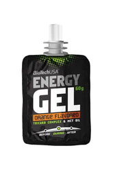 BioTechUSA Energy Gel 60g orange flavored for energy boost during intense workouts.