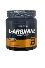 BioTechUSA L-Arginine food supplement jar, 300g, unflavored, supports nitric oxide production.