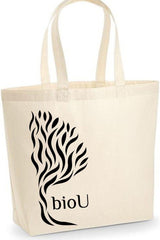 bioU organic cotton bag with tree design, eco-friendly and stylish, perfect for daily use.