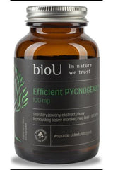 bioU Efficient Pycnogenol supplement bottle 100 mg for heart health support and antioxidant benefits.
