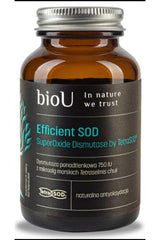 bioU Efficient Sod Superoxide Dismutase TetraSOD 750 IU in brown glass bottle, natural antioxidant supplement
