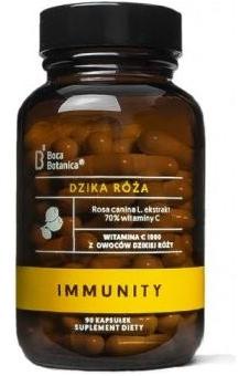 Boca Botanica Wild Rose Hips Extract 70% Vitamin C in 90 capsules, promoting immunity and health.