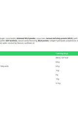 Nutritional information for Bounty High Protein Bar showing ingredients and serving details.