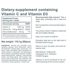 Vitamin C + D-4000NE ingredienser och dosering