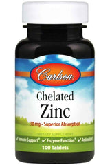 Carlson Labs - Chelated Zinc, 30mg - 100 tablets