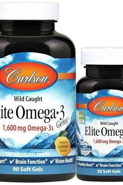 Carlson Labs - Elite Omega-3 Gems, 1600mg Natural Lemon - 90 + 30 softgels
