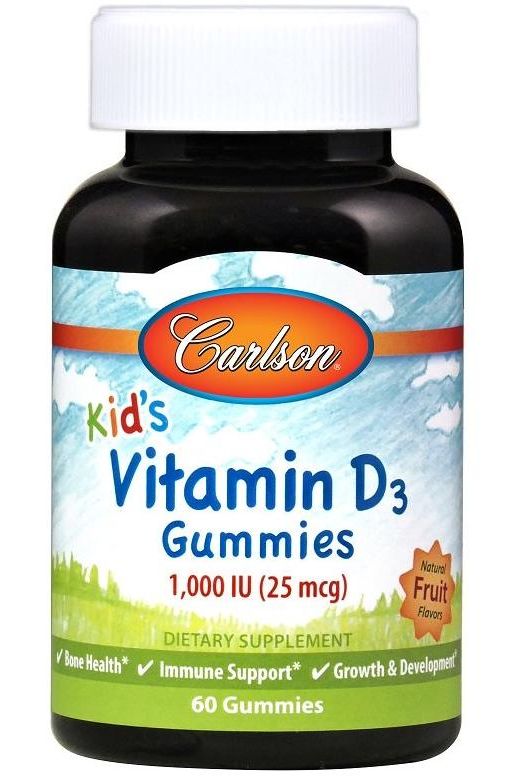 Carlson Labs - Kid's Vitamin D3 Gummies, 1000 IU Natural Fruit - 60 gummies - Nutri.se