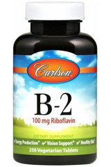 Carlson Labs - Vitamin B-2, 100mg - 100 vegetarian tabs - Nutri.se