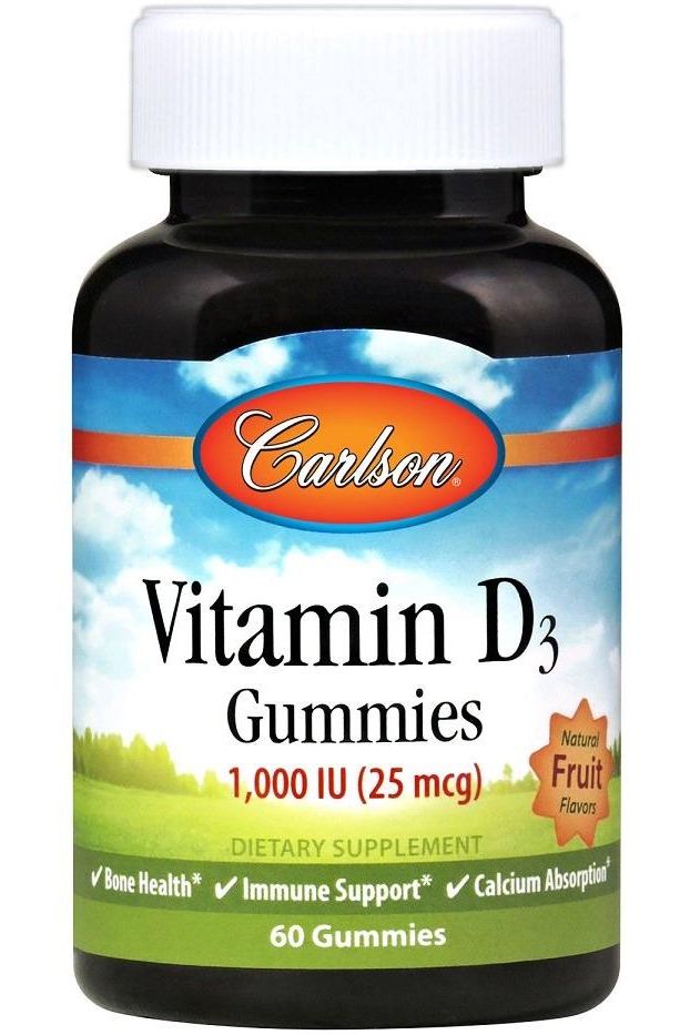 Carlson Labs - Vitamin D3 Gummies, 1000 IU Natural Fruit - 60 gummies - Nutri.se