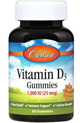 Carlson Labs - Vitamin D3 Gummies, 1000 IU Natural Fruit - 60 gummies - Nutri.se