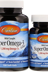 Carlson Labs - Wild Caught Super Omega-3 Gems, 1200mg - 100 + 30 softgels - Nutri.se