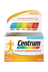 Centrum Performance multivitamin box with ginseng, designed for active lifestyles and mental support.