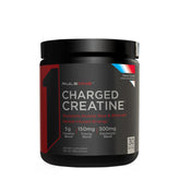 R1 Charged Creatine supplement container for muscle performance and energy support.