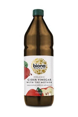 Biona Organic cider vinegar bottle, 750ml, unfiltered with the mother, rich in enzymes, healthy and versatile.