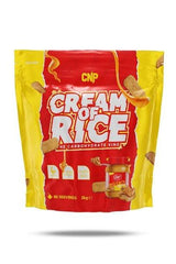 CNP Cream of Rice packaging featuring vibrant colors, highlighting complex carbohydrates for energy and recovery.