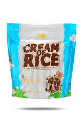 CNP Cream of Rice packaging featuring vibrant design, highlighting complex carbohydrates for energy and recovery.