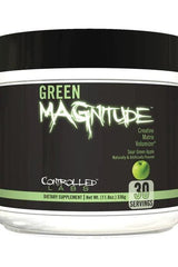 Controlled Labs Green MAGnitude Sour Green Apple supplement, 336g, for muscle volume and energy during workouts.
