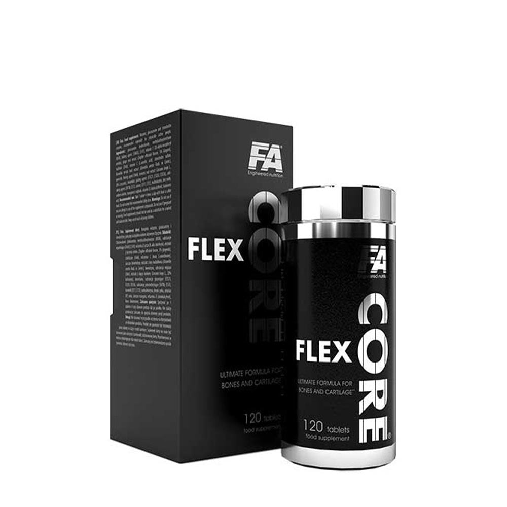 FA Core Flex supplement bottle and packaging for joint health support.