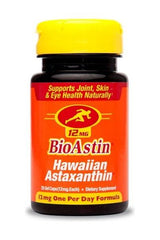 BioAstin Hawaiian Astaxanthin 12 mg dietary supplement for joint, skin, and eye health, 25 capsules.